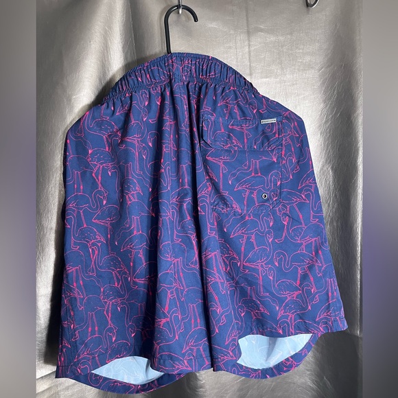 Men’s XXL Vintage Summer Swim Shorts Pink Flamingo on Dark Blue, New w/o Tags - Picture 3 of 6